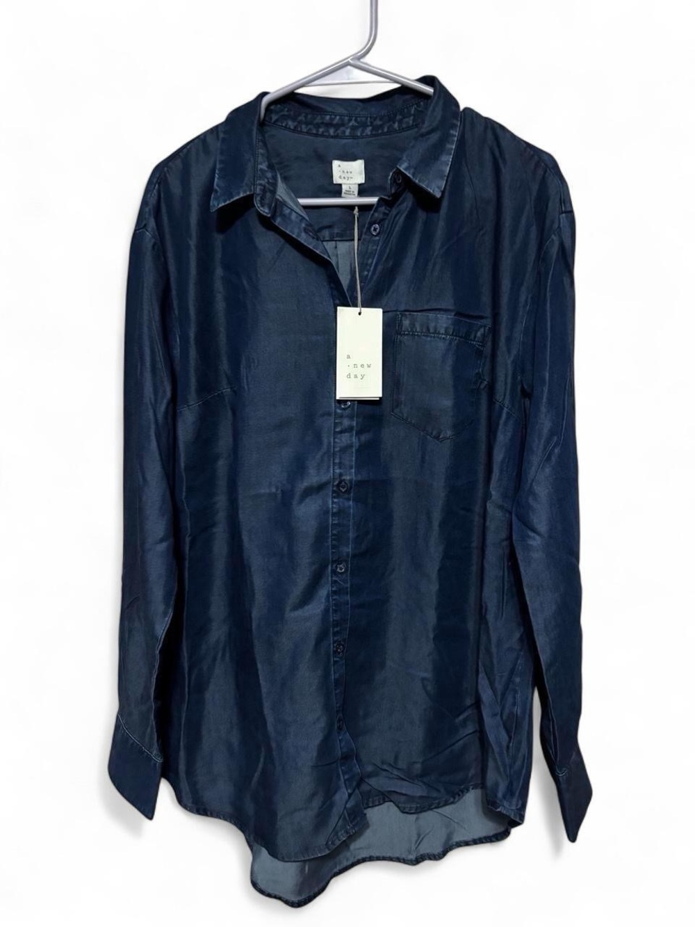 a new day Women's Dark Navy Long-Sleeve Button-Up Shirt
